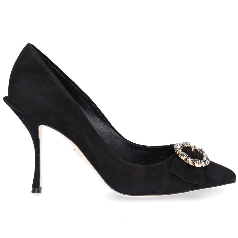 Dolce & Gabbana Suede Lori Pumps w/Jewel Buckle